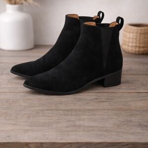 J. Crew Black Fallon Faux Micro Suede Ankle Boots